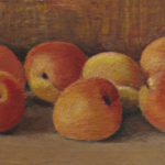 Giuseppe Mozzanica, Sette albicocche mature, olio su masonite, 21 x 12 cm, Pinacoteca - Fondazione Giuseppe Mozzanica.