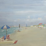Giuseppe Mozzanica, Forte dei Marmi, 1961, olio su legno multistrato con preparazione a base di gesso, 60 x 32 cm, Pinacoteca - Fondazione Giuseppe Mozzanica.